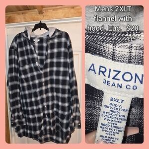 Arizona Jean Company Black and White Flannel Shirt with Hood